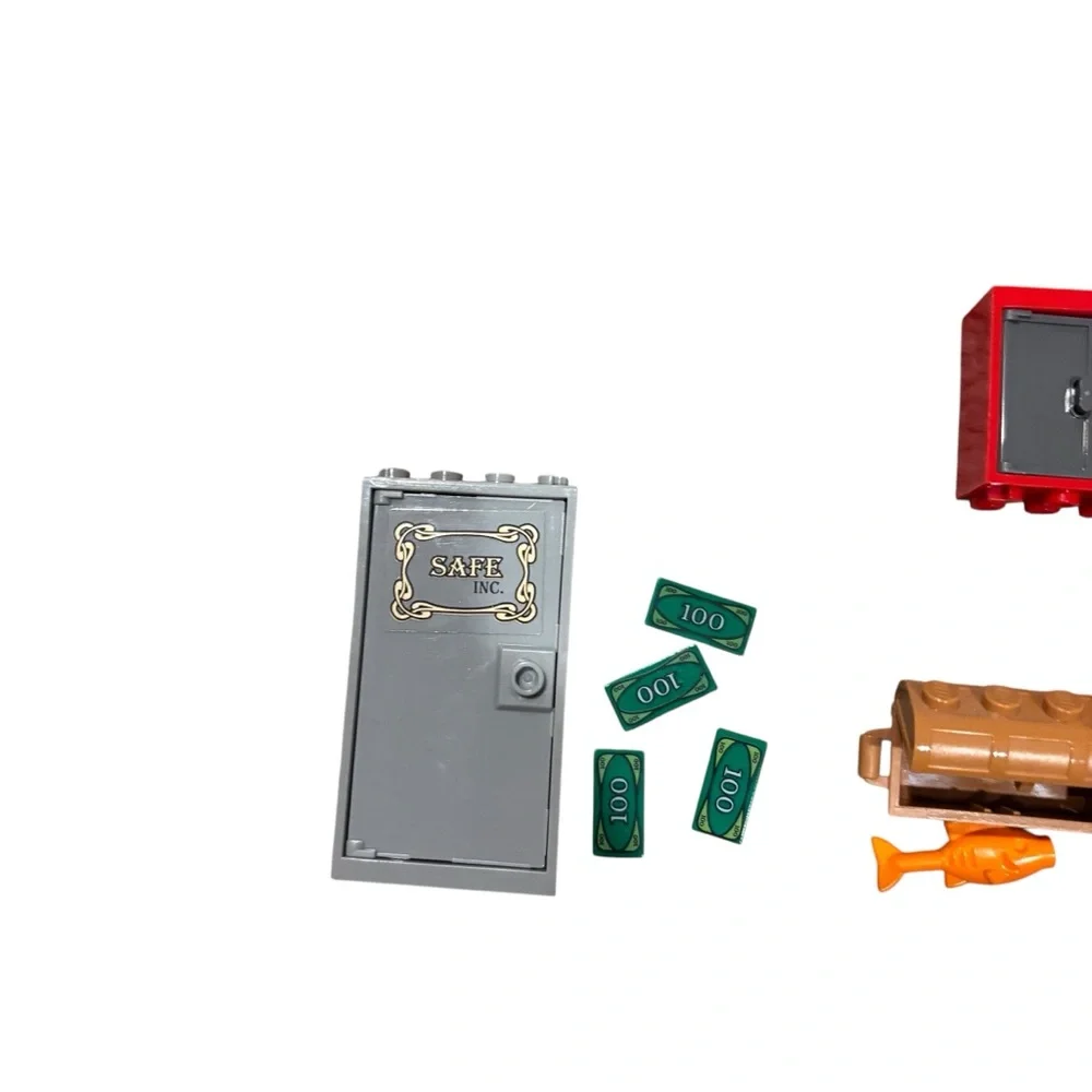 Various Lego Brand Accessories- Safe, window, Three Treasure Chests with‎ Items